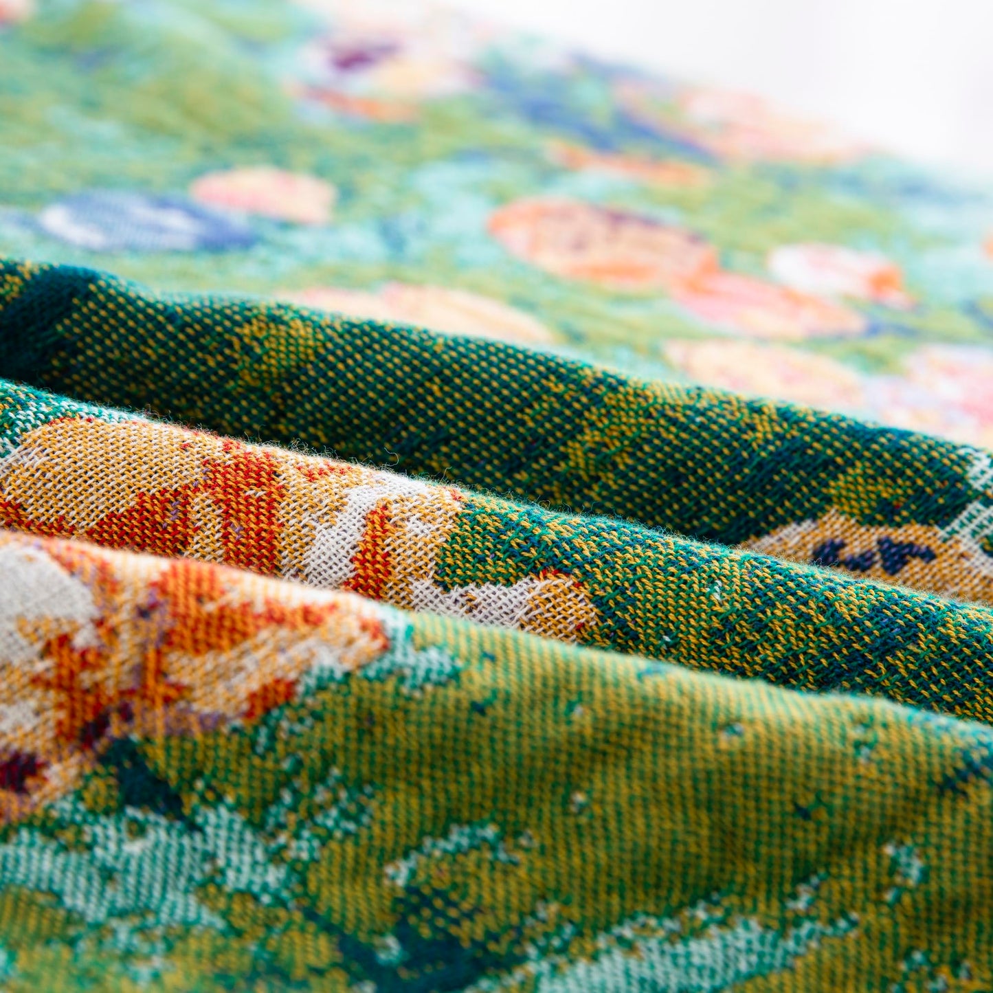 BRYALIX 100% Cotton Muslin Floral Blanket, Super Soft Throw Green for Couch, Bed Chair Quilt Travel Blankets, Reversible Jacquard Fall Coverlet, Lightweight Boho Farmhouse Picnic Blanket, 60"x80"