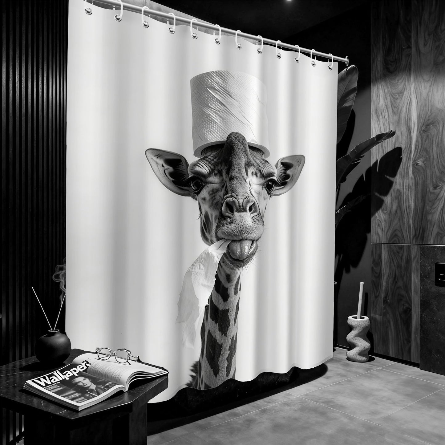 DLTAY Funny Giraffe Shower Curtain, Gray, 70x72 Inches