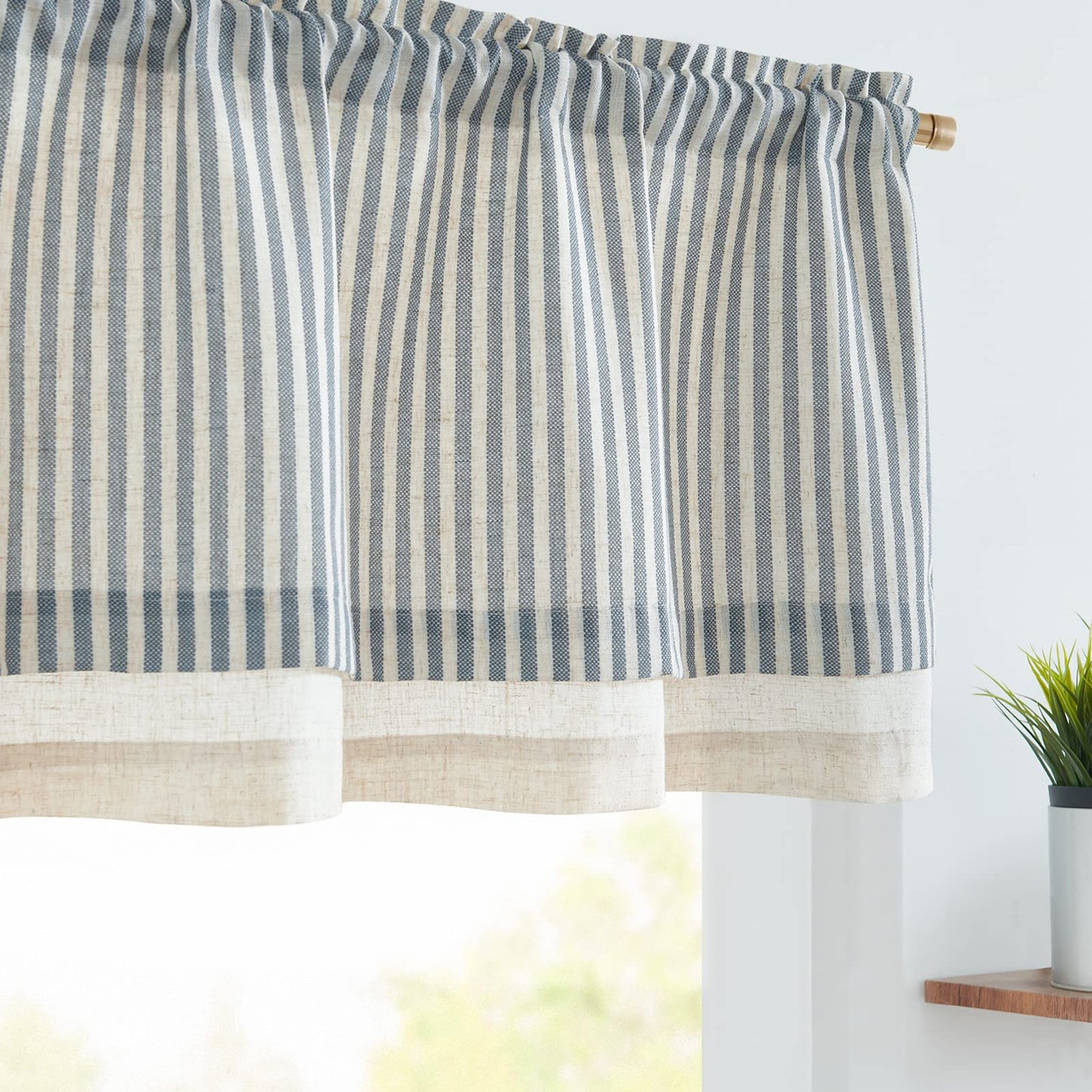 jinchan Linen Valance Kitchen Curtain Light Filter Double Layer 18 Inch