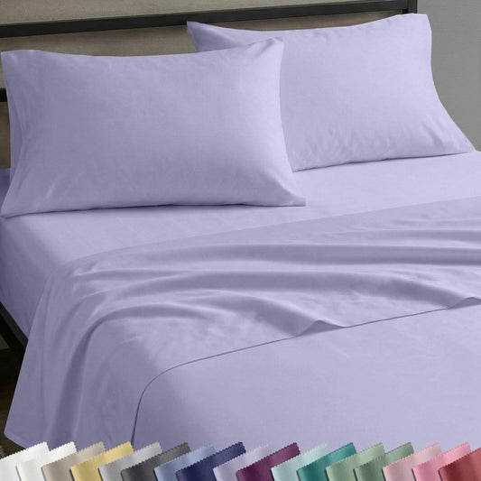 California Design Den Queen Sheet Set Deep Pocket - Natural 100% Cotton Sheets, Soft Sateen Weave, All Around Elastic, Breathable and Durable Bedding - Lavender