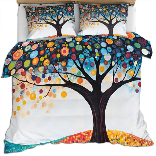 PAISUOQ Abstract Tree Bedding, Tree of Life Comforters Queen Size, Abstract Colorful Duvet Cover with 2 Pillowcases, 3 Pieces with Zipper & Ties, Home Decor & Gifts