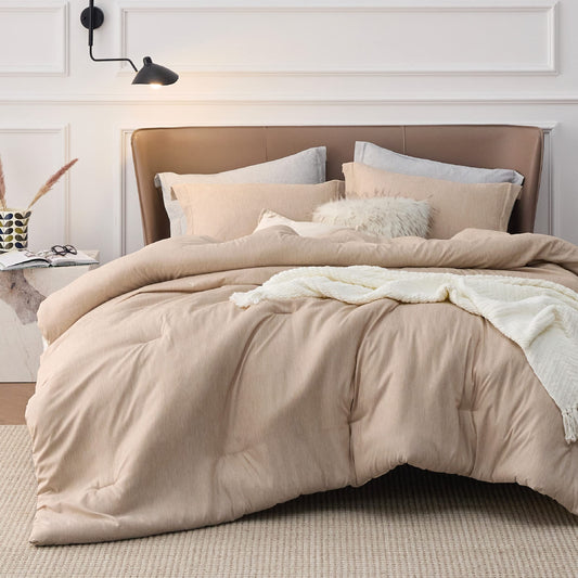 Bedsure California King Comforter Set - Warm Sand Soft Bedding for All Seasons, Cationic Dyed Bed Set, 3 Pieces, 1 California King Size Comforter (104"x96") and 2 Pillow Shams (20"x36"+2")