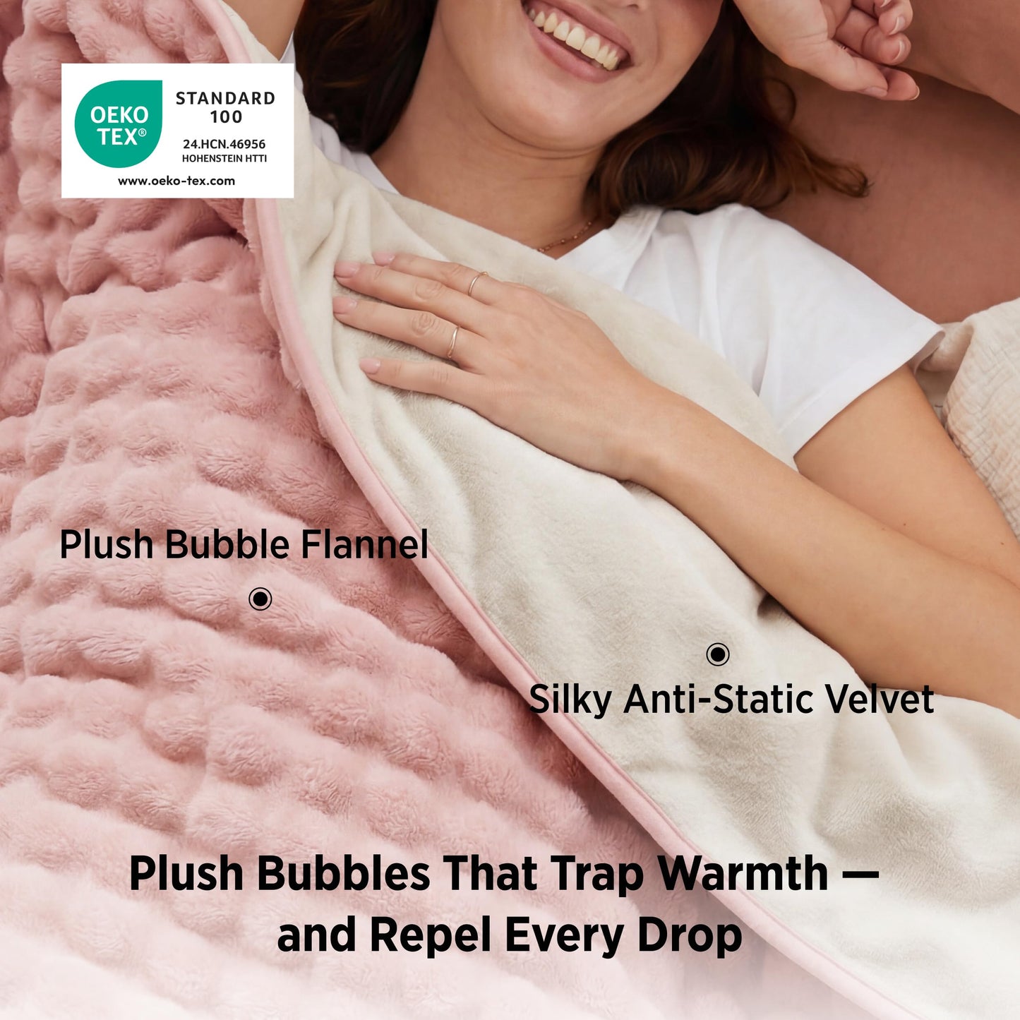 Bedsure GentleSoft Blanket for Couch & Bubble Waterproof Blanket for Couch Twin Pink 60x80inch
