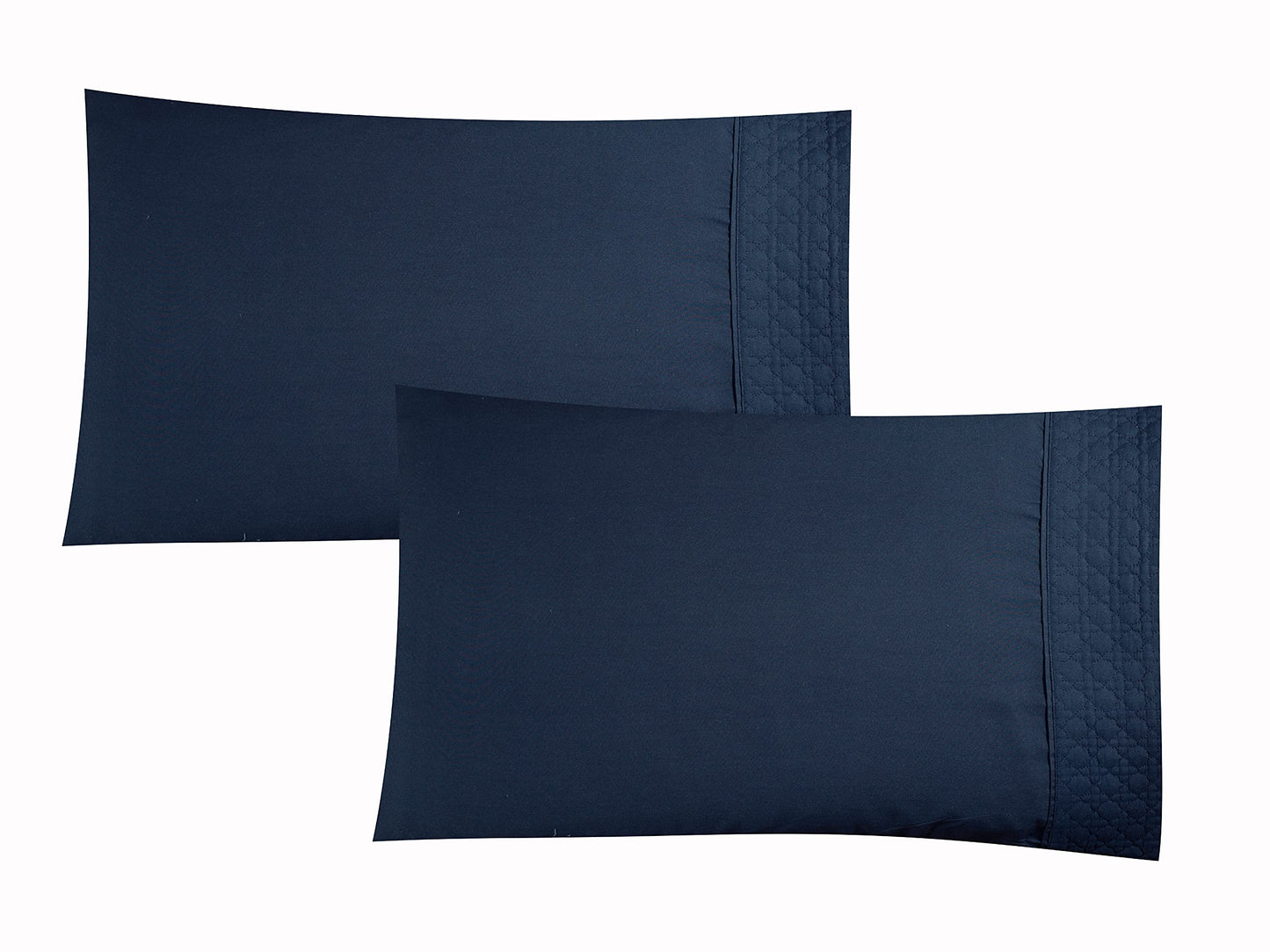 Elegant Comfort Luxury Soft Coziest 4-Piece Bed Sheet Set 1500 Thread Count Egyptian Quality Wrinkle Resistant Beautiful Quilted Design on Flat Sheet and Pillowcases King, Navy