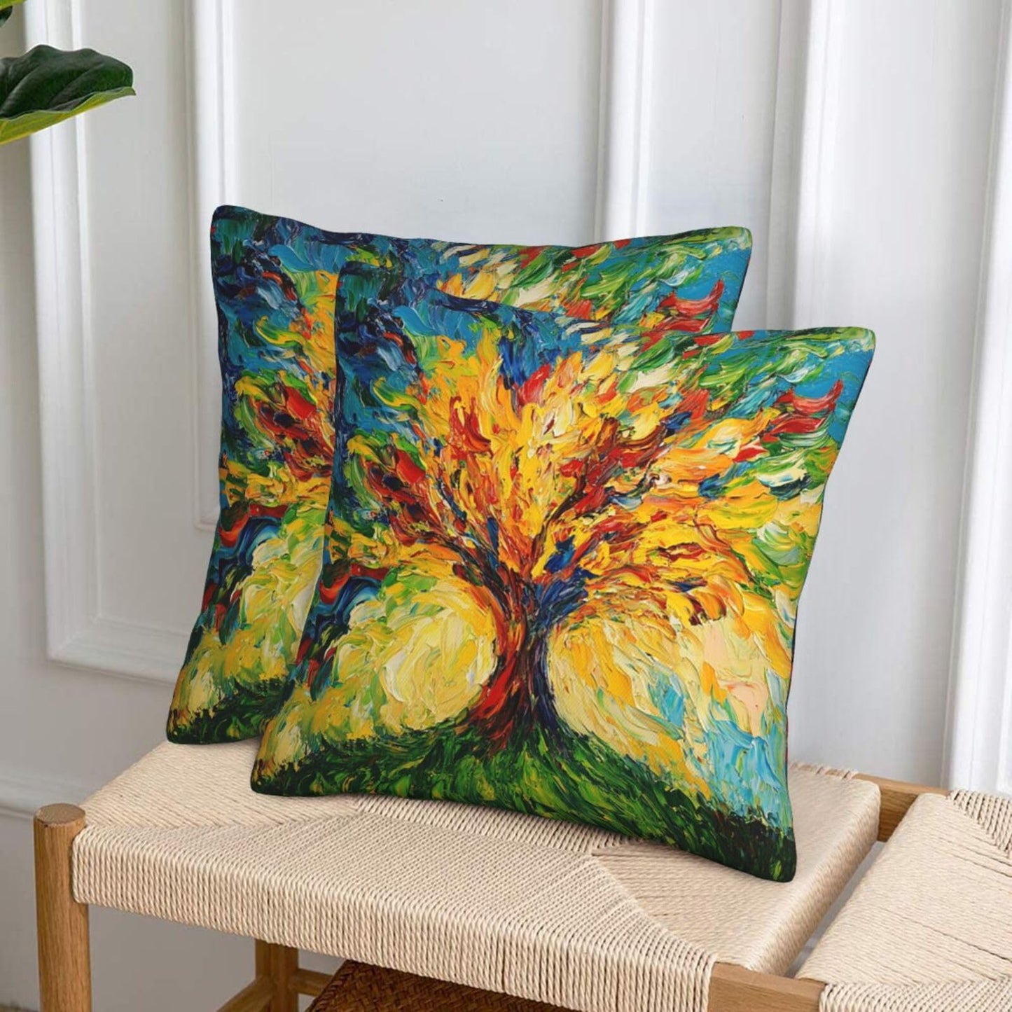 Guiteinyi Tree Throw Pillow Covers 18x18 Set of 2 Square Pillow Case for Home Decorative Sofa Couch Bedroom Living Room