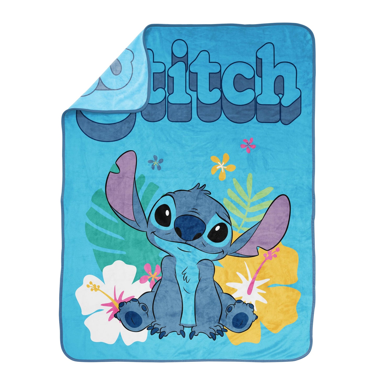 Jay Franco Kids Plush Throw Blanket – Soft & Cozy Fleece Throw for Bedroom & Couch Décor, Official Licensed Product, Blue - Stitch, 46x60 - Throw Blanket