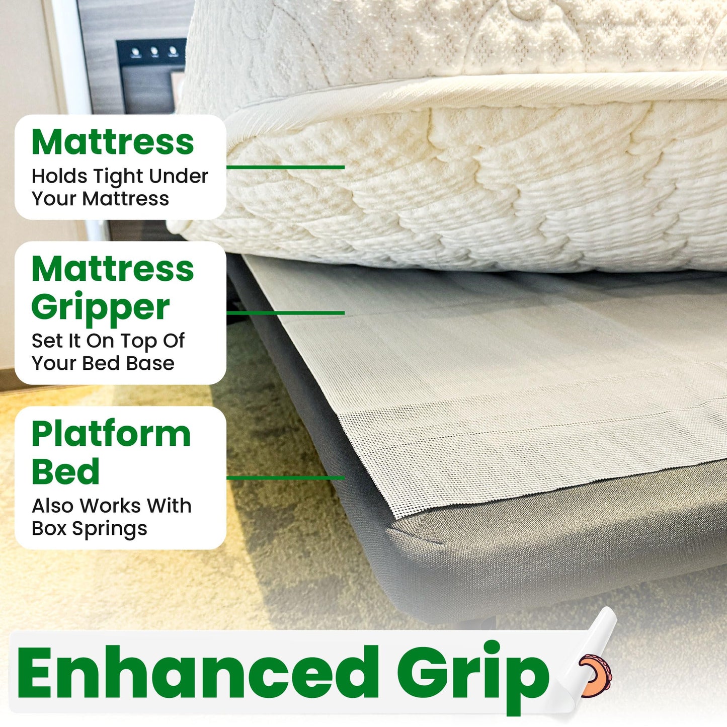 ECOHomes Non Slip Mattress Gripper Pad Stop Mattress, Keep Topper from Sliding - Anti Slip Grip Pads Holder Stop Couch Cushion, Sofa Cushions, Patio & Furniture to Prevent Sliding (Queen)