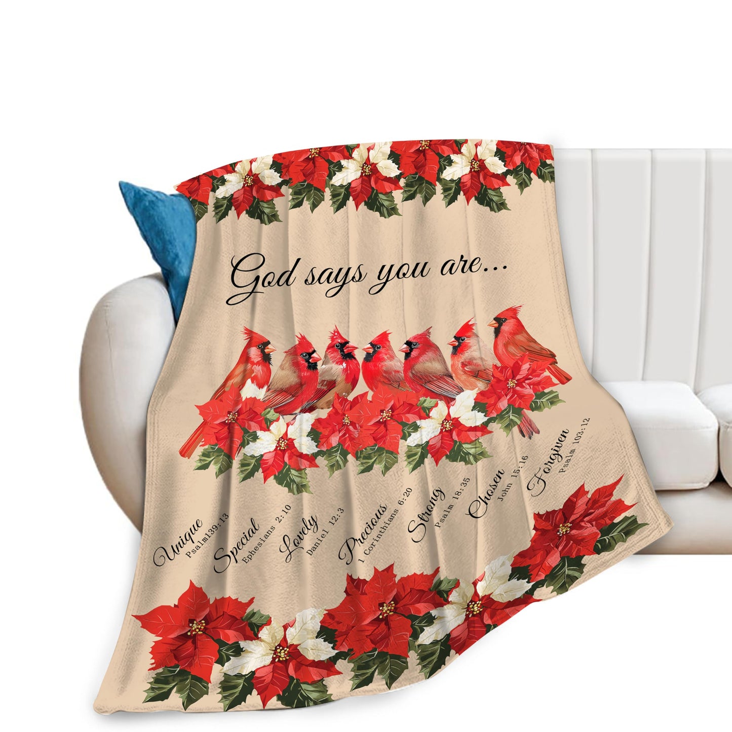 Cardinal Blanket God Says You are Throw Blanket Soft Warm Cozy Fuzzy Plush Red Birds Throw Blanket Gifts for Girls Women Cardinal Fleece Flannel Gift Blankets for Kids Adults 40"X50"