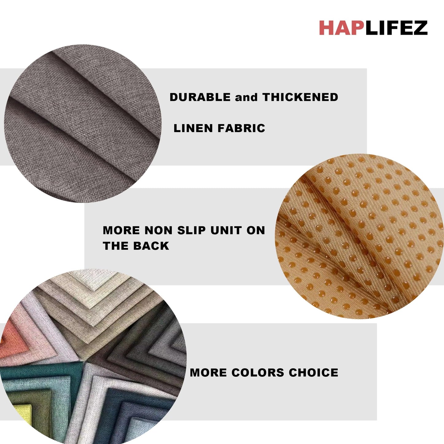 HAPLIFEZ Sofa Arm Covers, Non Slip Washable Couch Armrest Protectors Set of 2 - Linen Fabric Pet Proof Furniture Covers for Recliner, Sectional, L Shaped Couches, 18x24 Inch, Wavy Border, Black