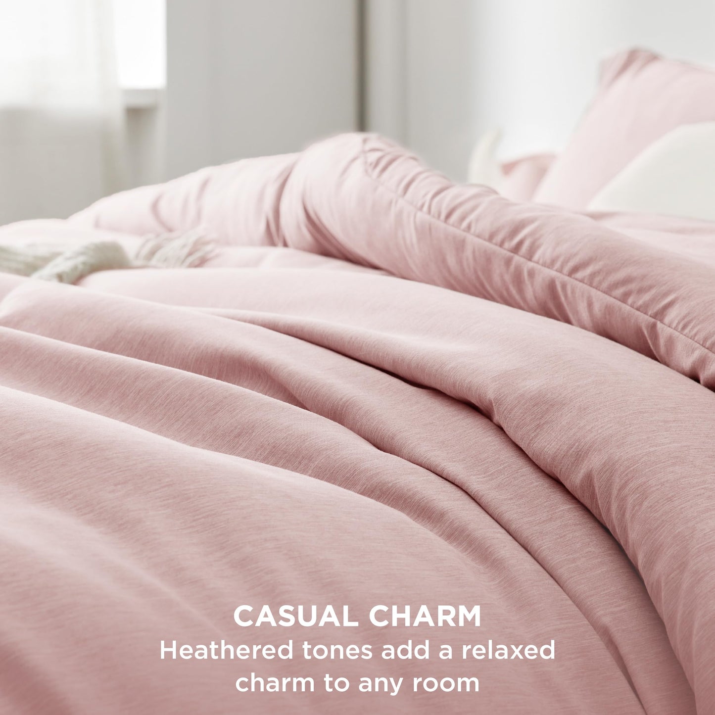 Bedsure Pink Queen Comforter Set - Soft Bedding for All Seasons, Cationic Dyed Bed Set, 3 Pieces, 1 Queen Size Comforter (90"x90") and 2 Pillow Shams (20"x26"+2")