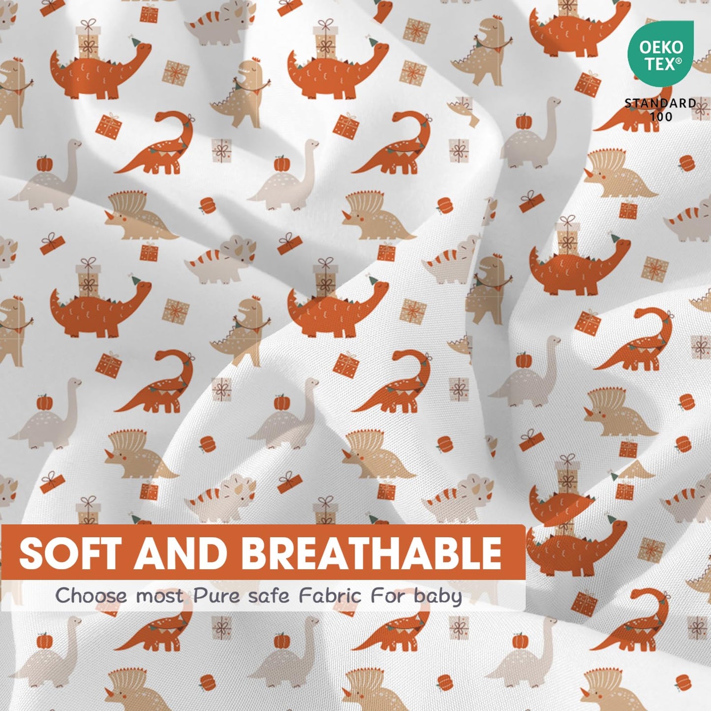 Bimocosy Crib Sheets 4 Pack, Baby Crib Sheets Fitted for Boys and Girls Breathable & Snug Fit, Soft Toddler Bed Sheets for Standard Crib Mattress Nursery Daycare Essentials, Autumn Dinos