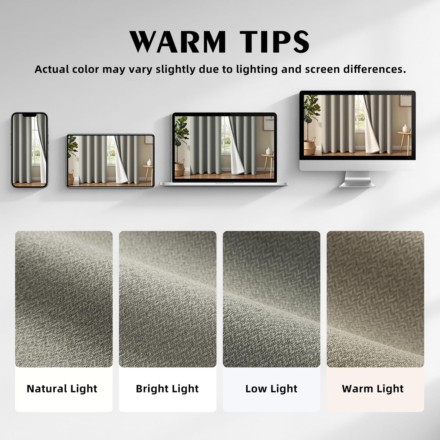 SABALANICA 2 Panels 100% Blackout Linen-Textured Curtains, Thick Thermal Insulated Grommet Drapes with Subtle Herringbone Weave, Luxury Decor for Bedroom/Living Room, 54 x 84 Inches, Grey