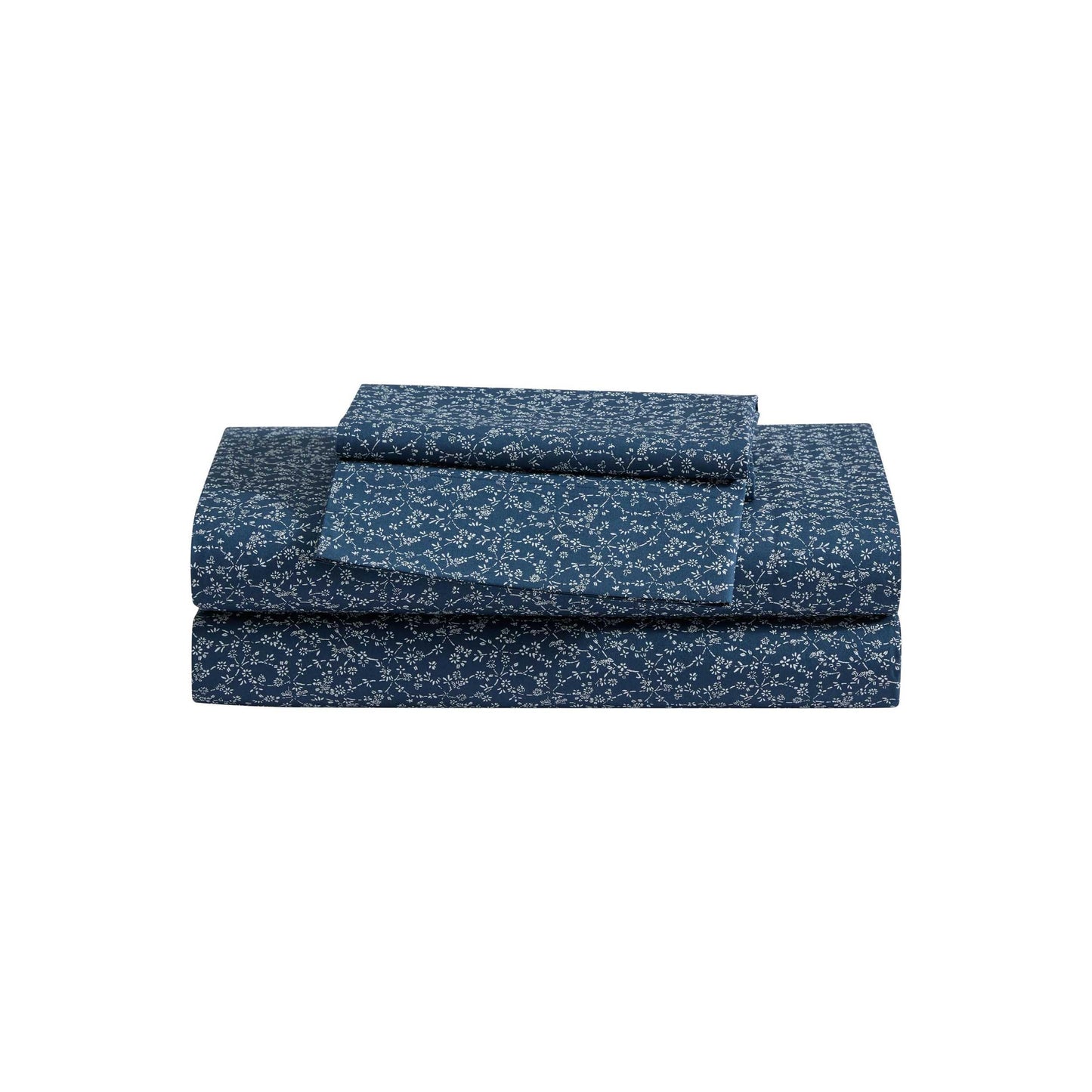 Eddie Bauer - Twin Size Sheet Set, Cotton Percale Bedding with Deep Pocket Fitted Sheet, Bed Sheets with Matching Pillowcase, Petit Floral Blue