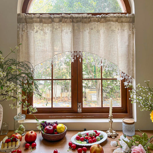AiDamai Swag Curtain with Star Trim Arched Doorway Curtain 1PC W59 x L26
