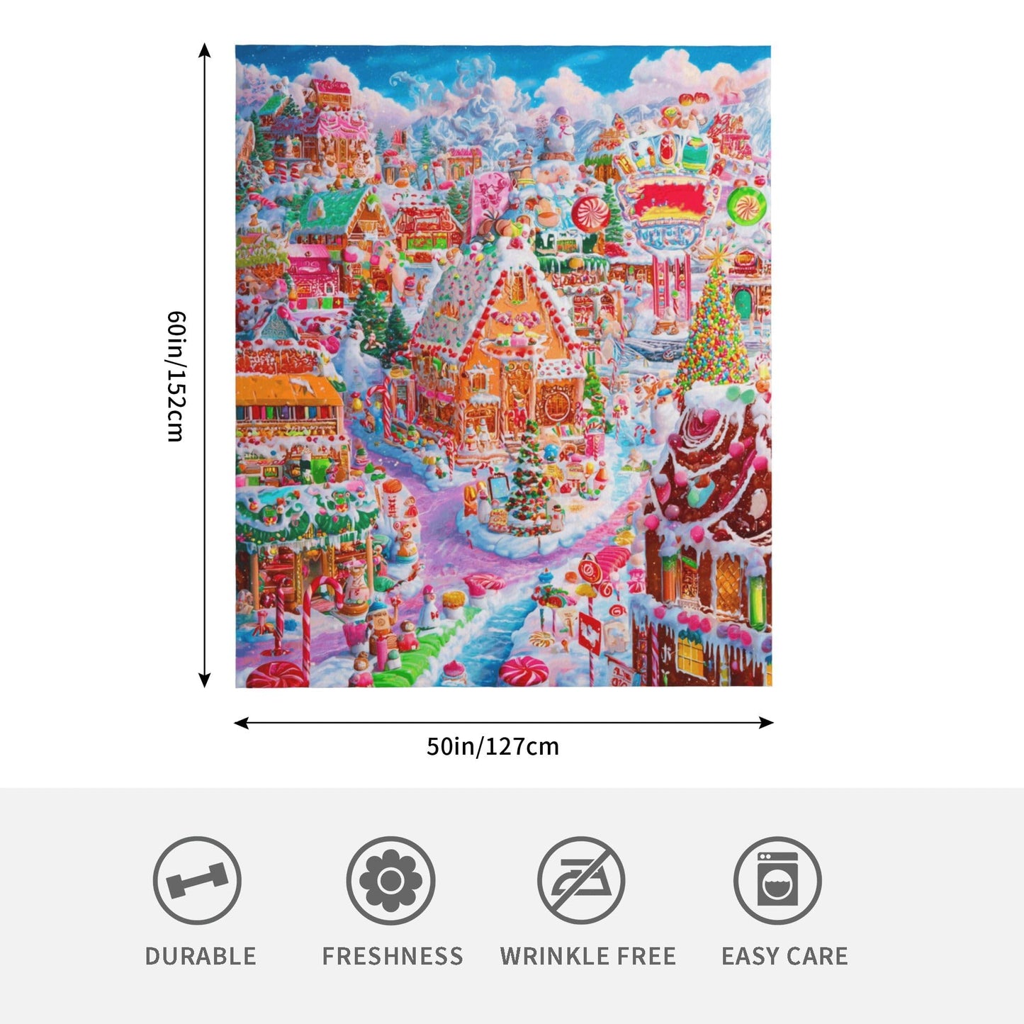Colorful Candy House Flannel Throw Blanket Soft Cozy Blanket for Living Room Couch Sofa Bed 50 x 60 Inches