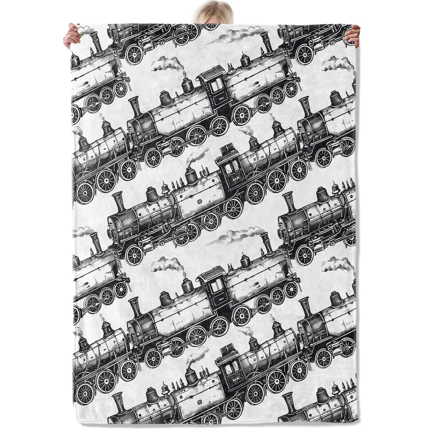 Aonimonis Classic Train Throw Blanket Gifts for Women Adults Girls, Soft Fuzzy Warm Cozy Flannel Blankets for Bedroom, Travel, Couch, Home Decor 50x60 in