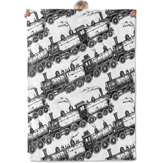 Aonimonis Classic Train Throw Blanket Gifts for Women Adults Girls, Soft Fuzzy Warm Cozy Flannel Blankets for Bedroom, Travel, Couch, Home Decor 50x60 in