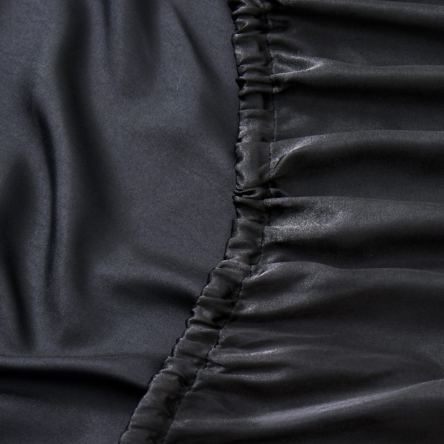 Queen Silk Satin Fitted Sheet, Soft Deep Pocket Single Bottom Bed Sheets Sold Separately, Wrinkle Free, Non- Fading, Breathable, Fully Elasticized(Queen Size, Black)