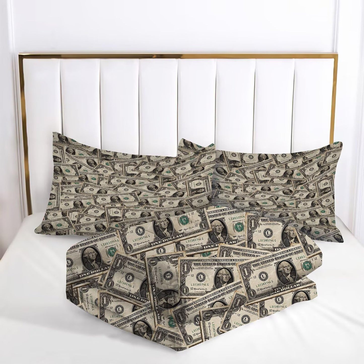 kxry Dollar Money Comforter Set for Boys Kids Ultra Soft Microfiber Quilt One Hundred Dollar Cash Money Bedding Sets King Size with 1 Comforter and 2 Pillowcases Home Decoration Duvet
