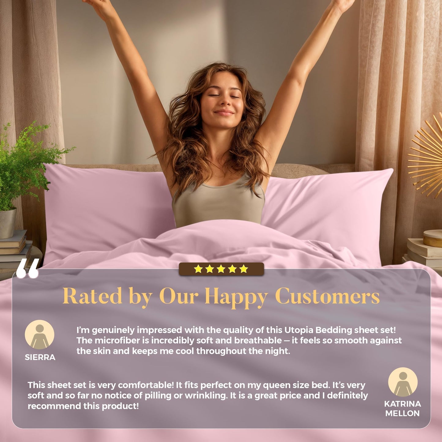 Utopia Bedding Twin Sheet Set – 3 Piece Bed Sheets for Twin Size Bed, Soft and Breathable Microfiber, Includes 1 Fitted Sheet, 1 Flat Sheet and 1 Pillowcase – Oeko Tex (Crystal Pink)