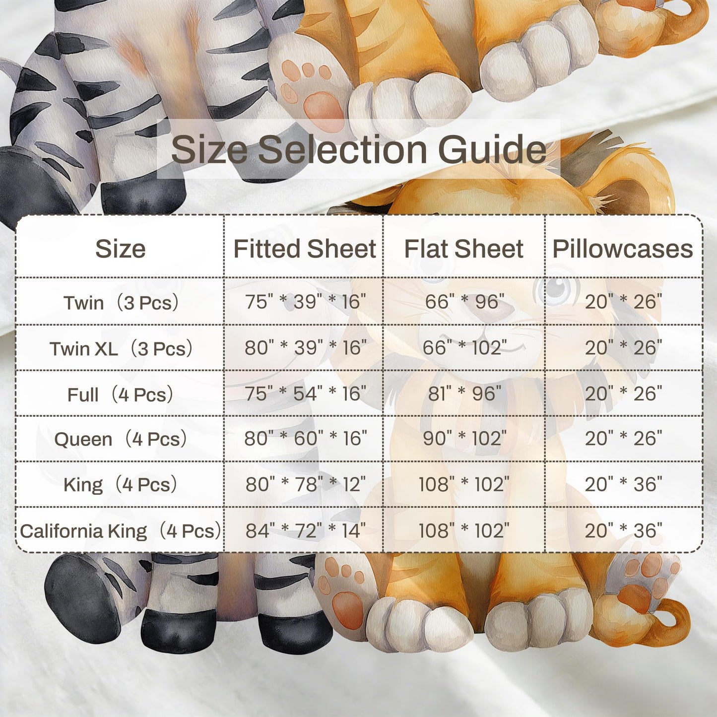 Lion Zebra Bedding Set 3 Pcs Jungle Animal Twin Sheets