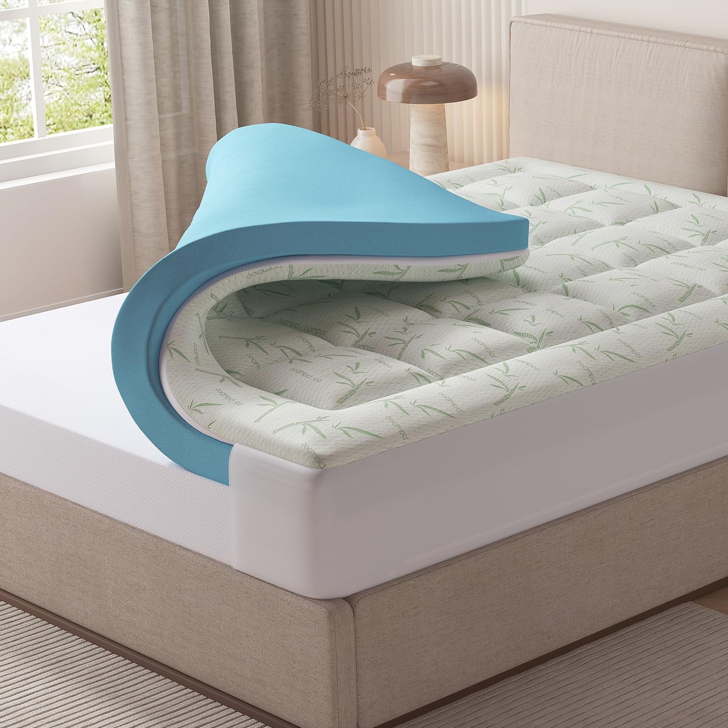 DUMOS Dual Layer Memory Foam Mattress Topper King, Gel Memory Foam Mattress Topper and Pillow Top Mattress Pad Cover for Body Pressure Relief, Soft Thick Topper with 8-16 Inch Deep Pocket