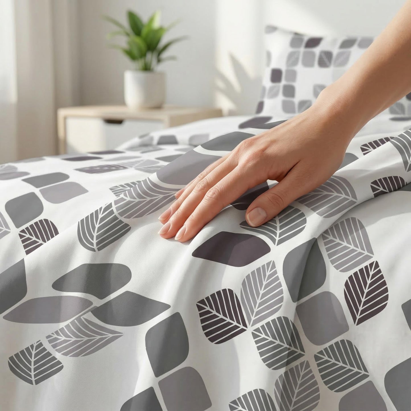 HCORA Geometric King Sheet Set, Ultra Soft Double Brushed Microfiber Bed Sheets, Deep Pocket, Breathable, Wrinkle Resistant, Easy Care, 4PC, King