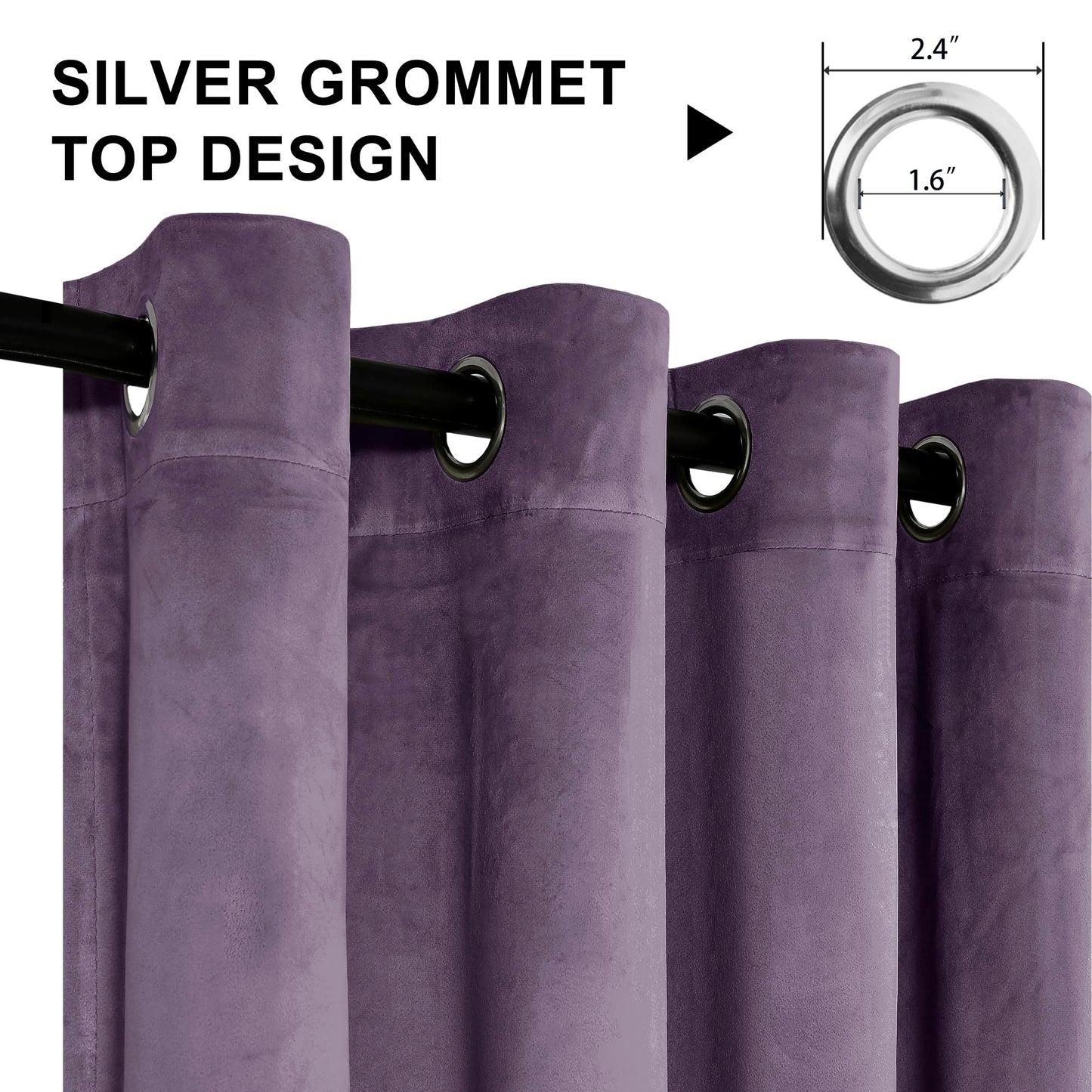 XWZO Purple Velvet Curtains 84 Inches Long, Elegent Soft Luxury Curtains for Living Room, Thermal Insulated Room Darkening Purple Curtain for Bedroom Decor, Velvet Drapes Set 2 Panels