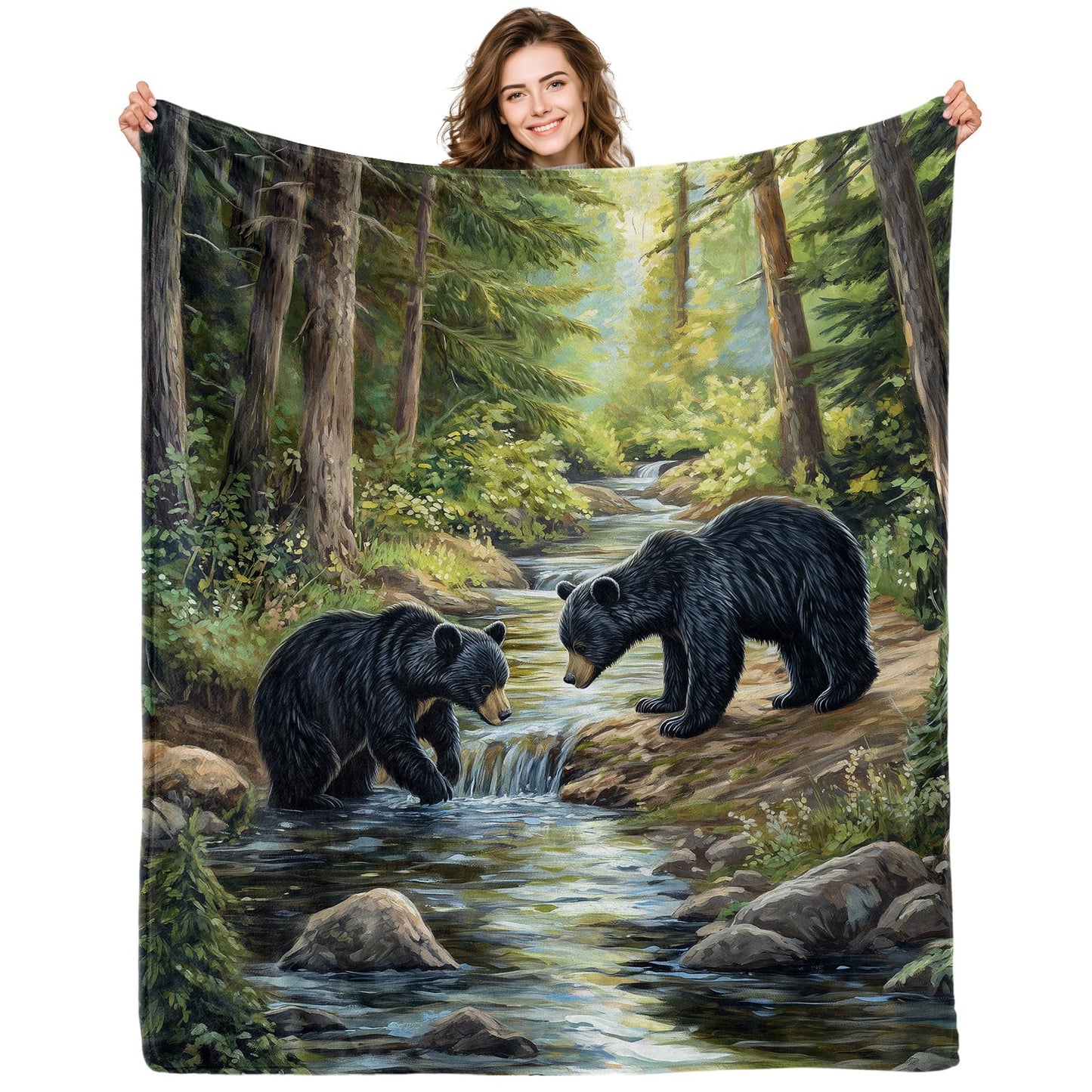 Black Bear Blanket, Bear Gifts for Kids, Soft Blanket for Boys Girls Room Decor, Cozy Throw Blankets Christmas Birthday Gifts for Toddlers Teens Couch Bed 60" X 50"
