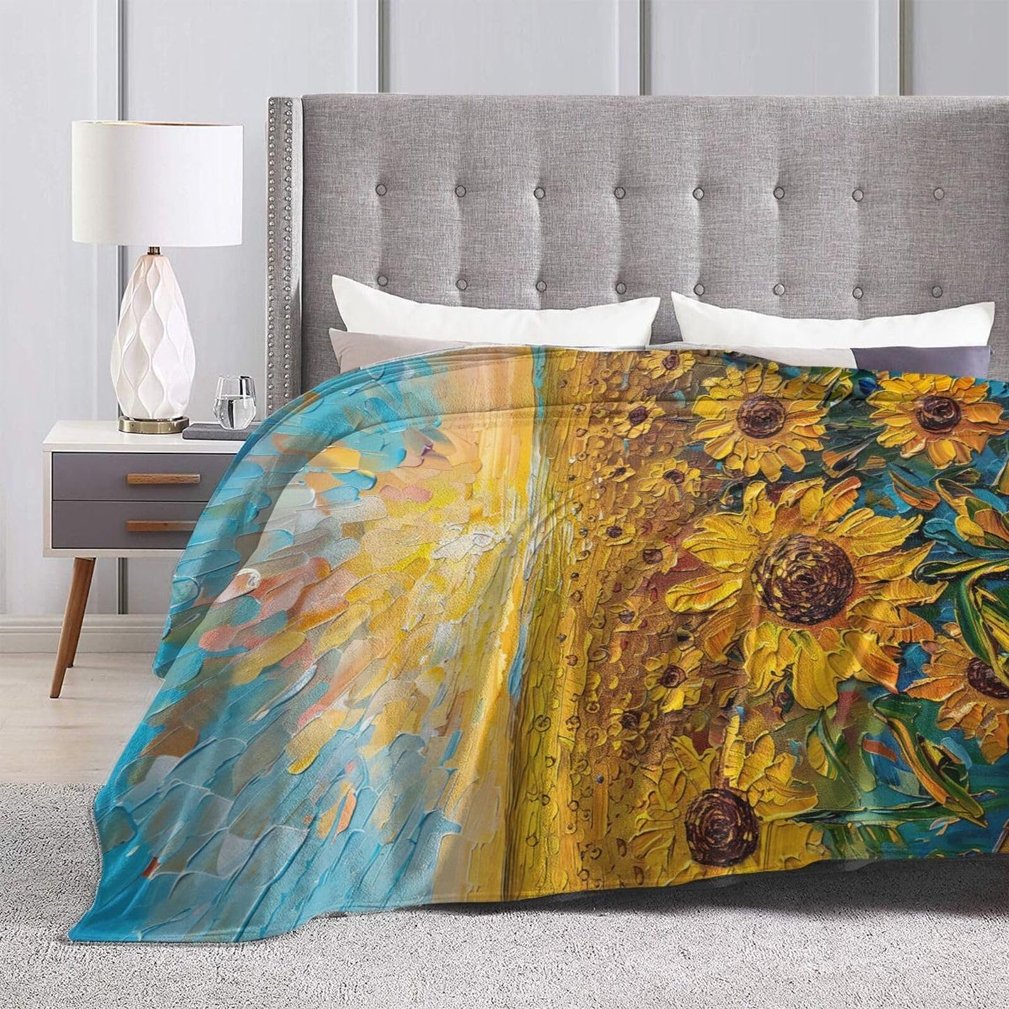 Sunflower Throw Blanket Sunflower Floral Flannel Blankets Flower Fuzzy Plush Super Soft Cozy Warm Decor Gifts for Boys Girls Kids Adults Men Women 40" x 50"