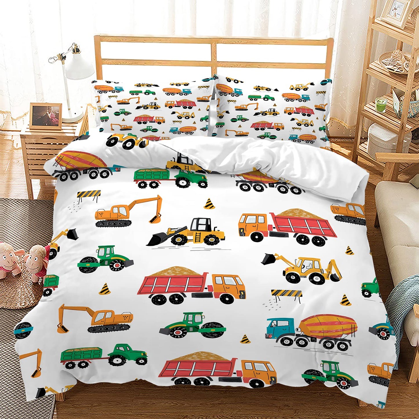 CVHOUSE Queen Size Tractor Bedding Set, Comforter & 2 Pillowcases, Boys Kids Teens Room Decor