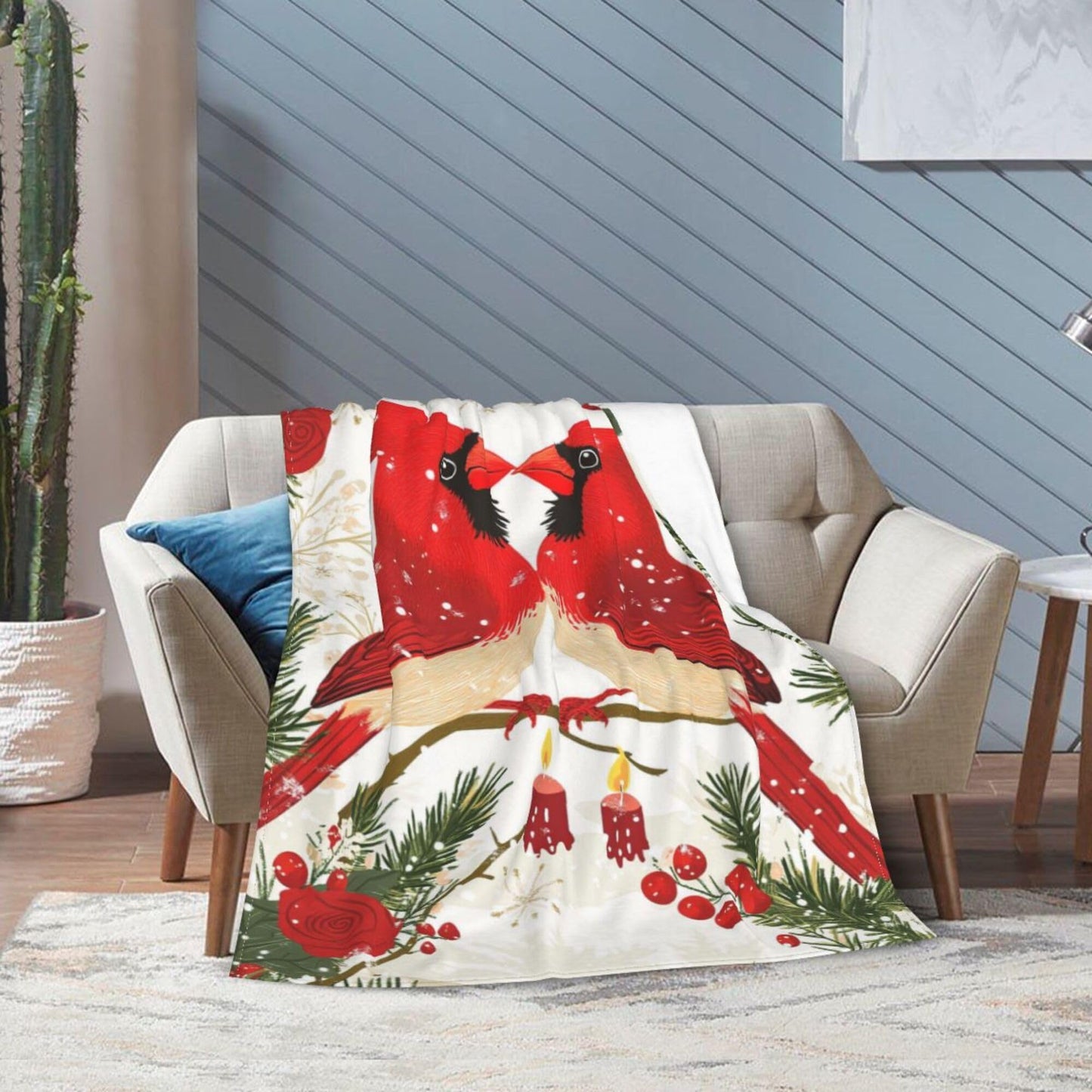 Cardinal Blanket Cardinal Fleece Throw Blanket Super Soft Fuzzy Plush Cozy Warm Cardinals Decor Stuffed Bedding Blankets Gift for Boys Girls Men Women Kids & Adult 50"x40"