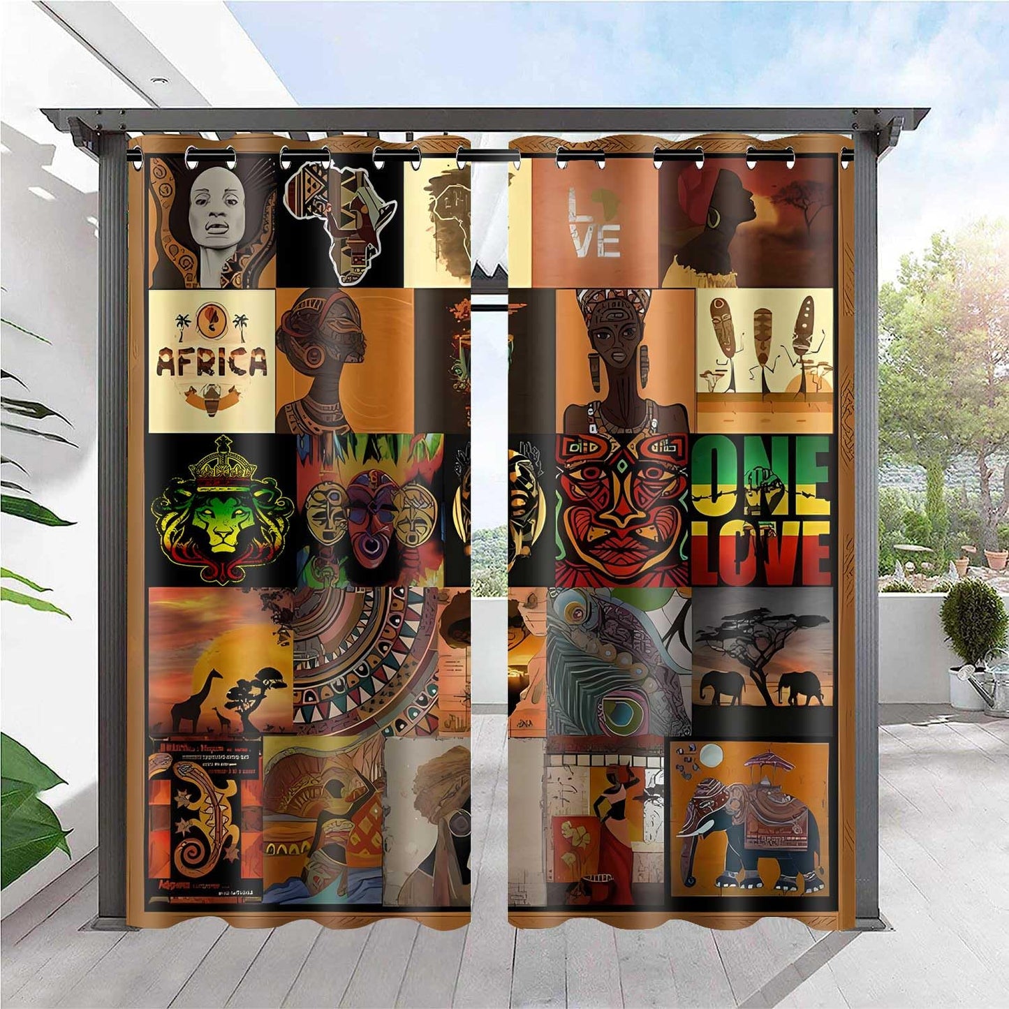 MIZSYE African Patchwork Style Curtains African Black Women Blackout Window Drapes Native African Ethnic Totem Patterns Masks Elephants Giraffes Curtain for Bedroom Living Room 42x84inch CLDWMS0224