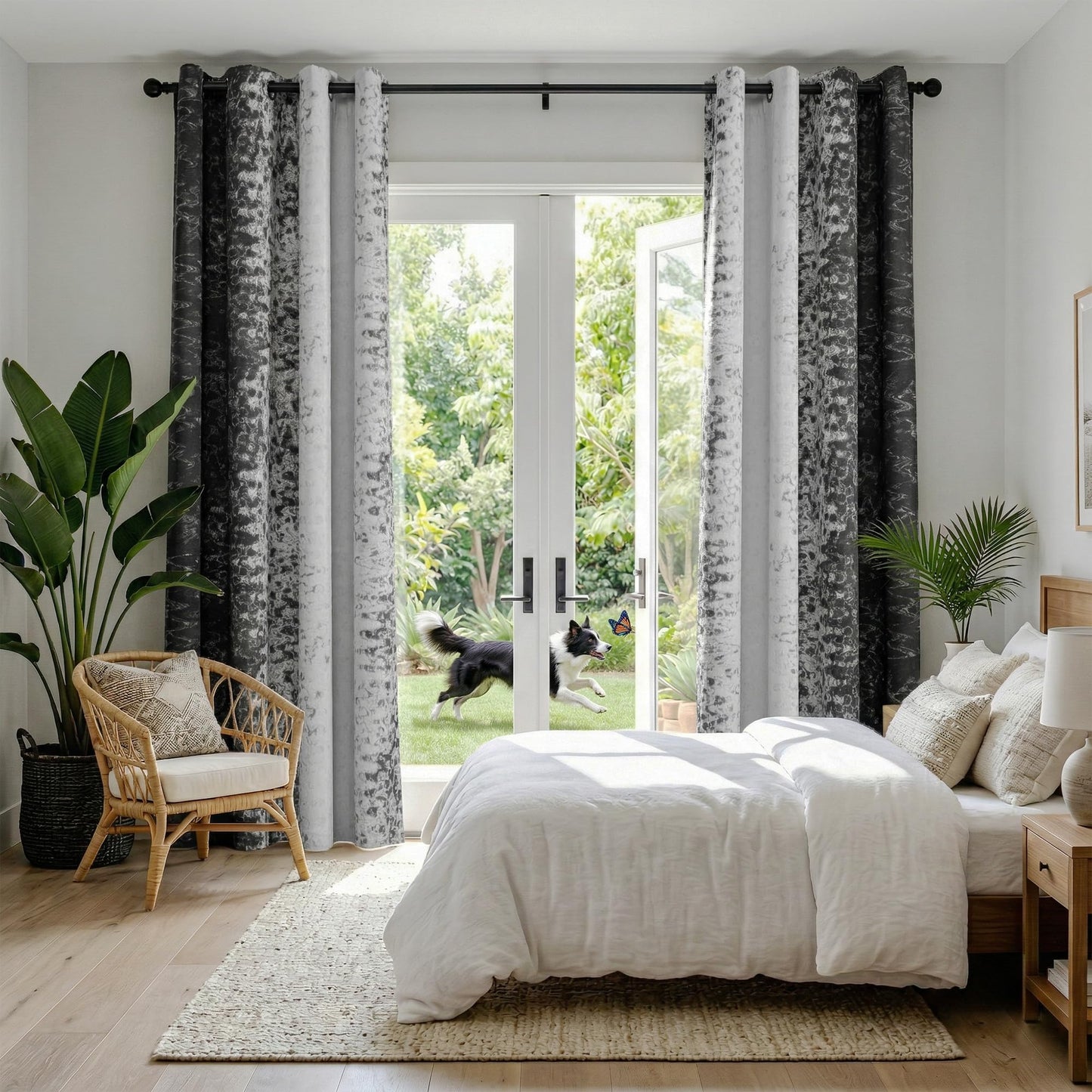 PONY DANCE Black and White Blackout Curtains 84 Inches Long for Living Room, Modern Thermal Insulated Window Drapes for Bedroom/Youth Dorm/Nursery, Ombre Gaming Curtains, 2 Panels Set, 52″W x 84″L