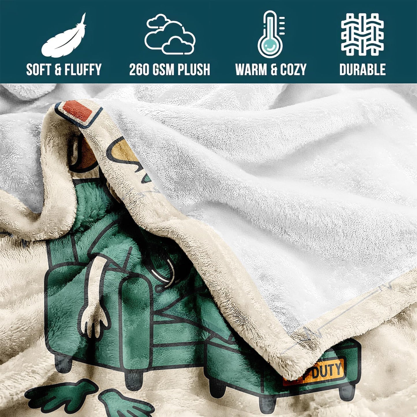 LuxeCove Nurse Blanket Gift, Recharge Humor Throw for RN LPN CNA NP, Nurses Week & Graduation Appreciation, Funny Cozy Couch Decor for Women & Men, Nursing Student Gift, 50'' x 60''