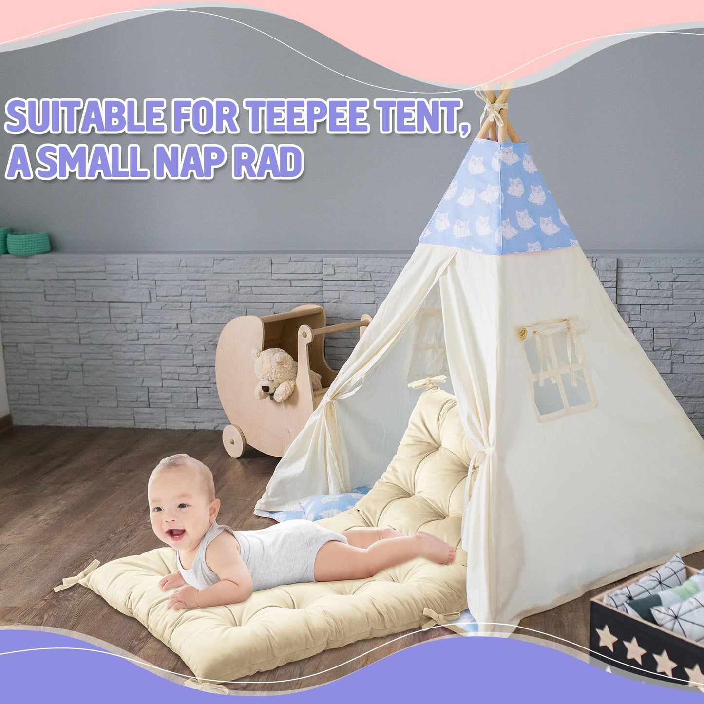 ROYALAY Premium Climbing Arch Set for Kids, Arch Cushion Floor Cushion Toddler Nap Mat (34 * 20 * 3 inch, Apricot)