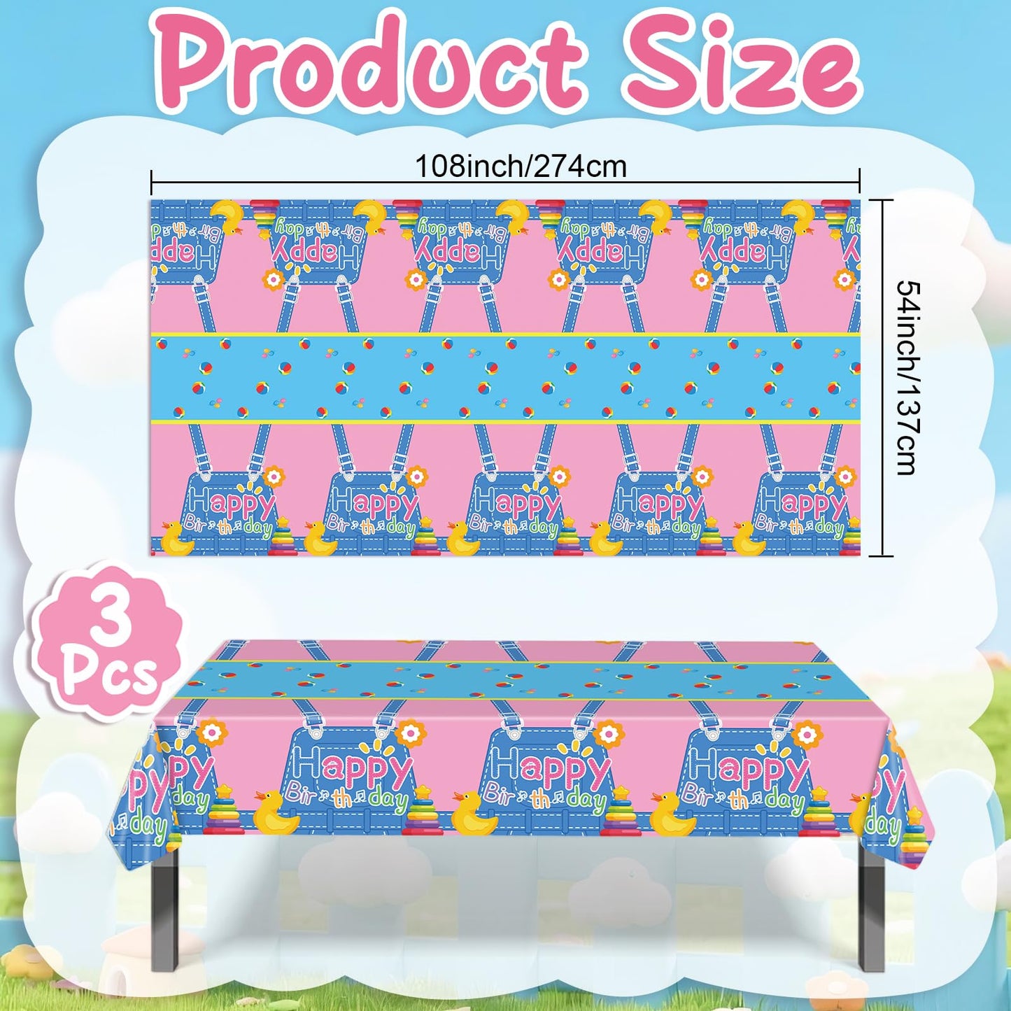 Fufuddz 3 pcs English Teacher Birthday Tablecloth, Cartoon Teacher Plastic Tablecloths, 54inch x 108inch Party Tablecovers for Fans Girls Boys Kids Birthday Classroom Decor Birthday Party Supplies