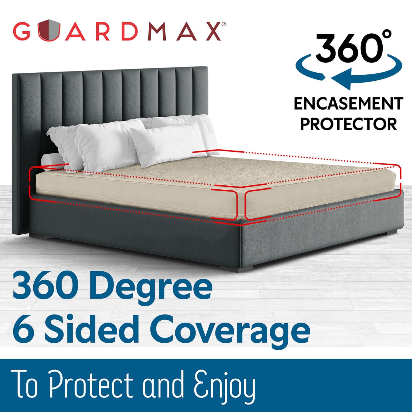 Guardmax Short Queen Mattress Encasement Zippered,100% Waterproof Mattress Protector,Soft & Absorbent Cotton Terry Top Mattress Cover for Kids,Adults, & Pets, Bed Bug & Dust Mite Proof Cover (Taupe)