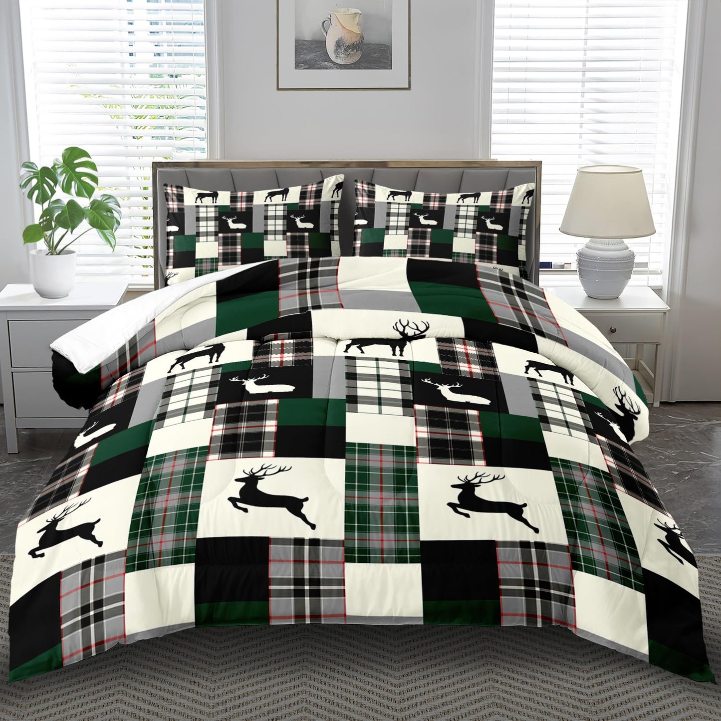 llyxsesty Western Comforter Set Queen,Shabby Chic Bedding Sets Queen,Cowboy Farmhouse Quilt for Boy,Camping Bedding for Teen,Boho Comforter Farmhouse Bedroom Decor,Cowboy Party Decorations