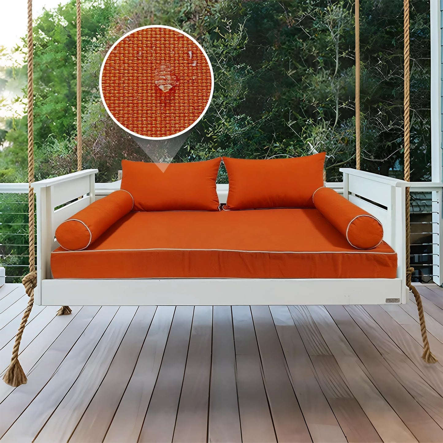 ZOALXZNT Outdoor Daybed Cushion Cover Twin,Daybed Mattress Bolster Pillow Fitted Sheet Cover,Twin Size Outdoor Daybed Cushion Covers (Spice Orange, 75 * 39 * 6in)