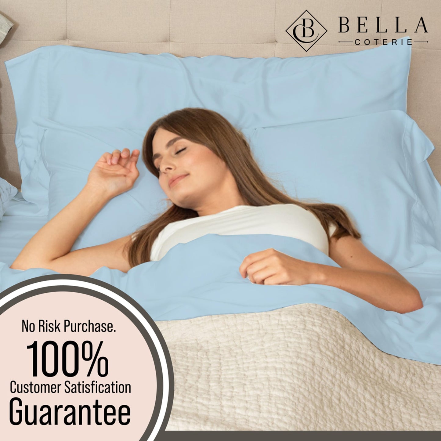 Bella Coterie Luxury Bamboo Viscose Queen Size Sheet Set | 100% Organically Grown | Ultra Soft | Cooling for Hot Sleepers | 18" Deep Pocket [Coastal Blue]