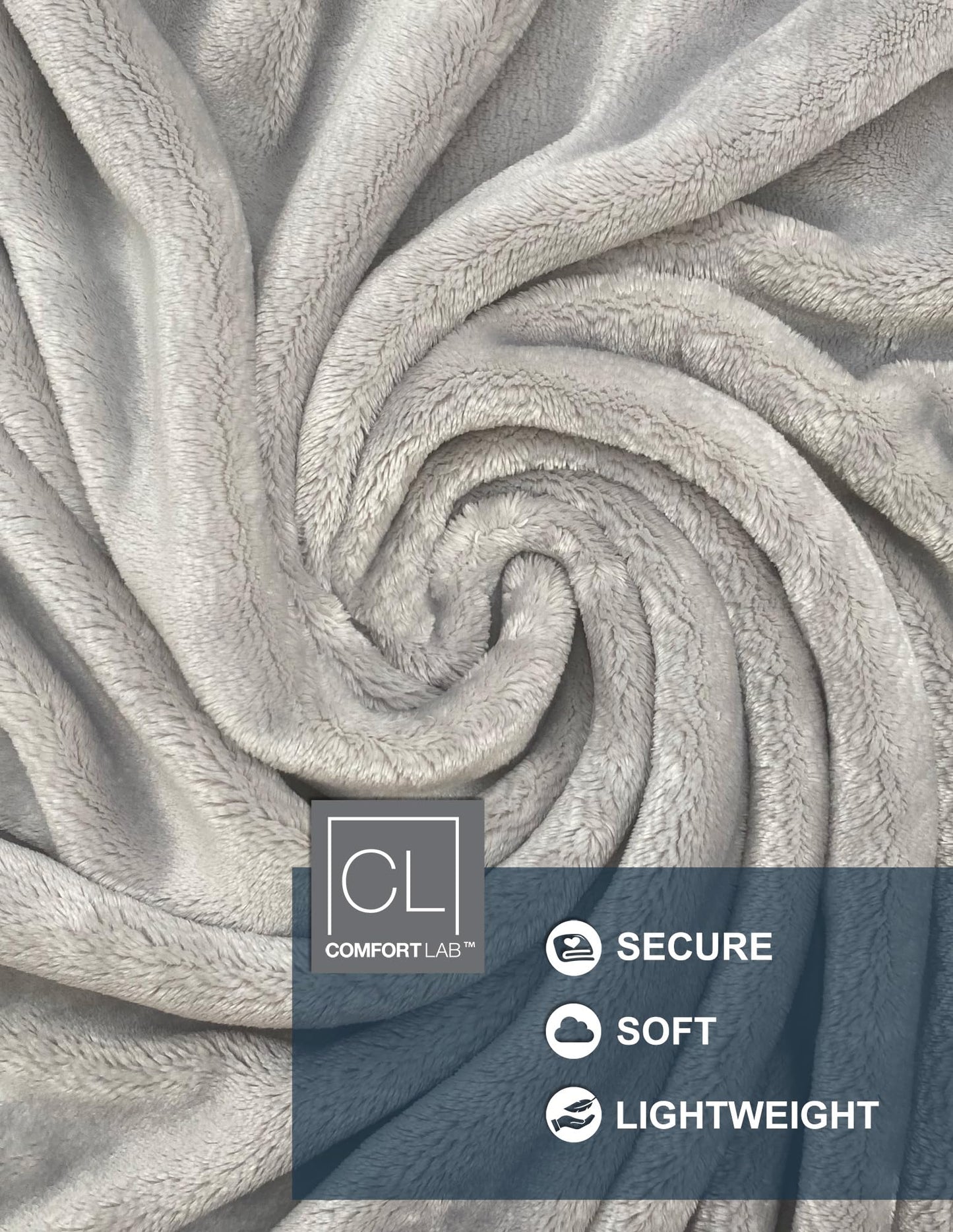 Comfort Lab Plush Flannel Throw Blanket - Soft, Lightweight, Giftable Fleece Blanket for Couch, Bed & Home Decor - Anti Pilling and Non Shedding Fleece Couch Throw (Grey, Family Blanket)