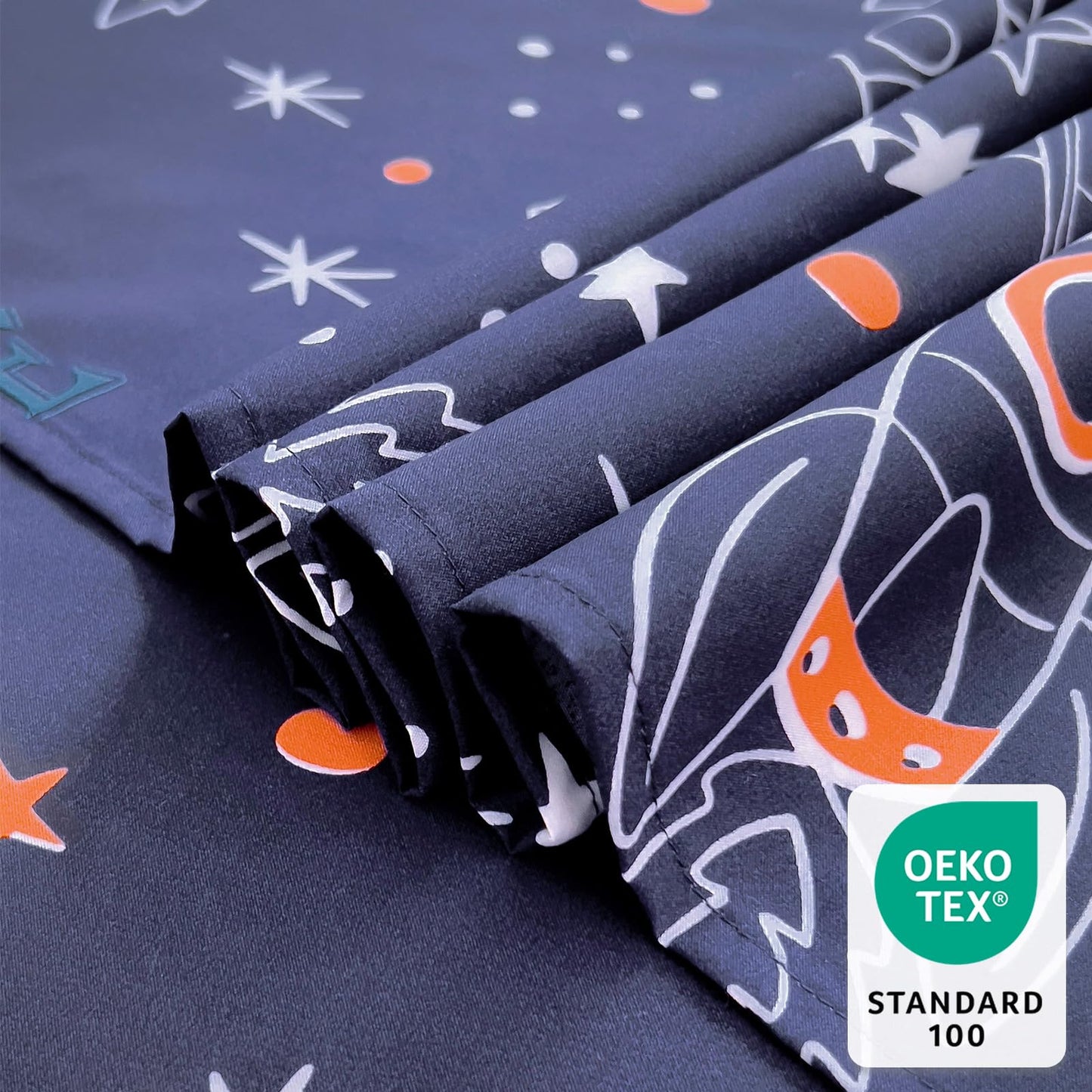 Homilay Full Sheet Set Kids - Navy Blue 4 Pieces Soft Microfiber Cartoon Style Bedsheets for Boys Girls Teens, Oeko TEX Breathable 15 Inch Deep Pocket Sheets(Space Rocket)