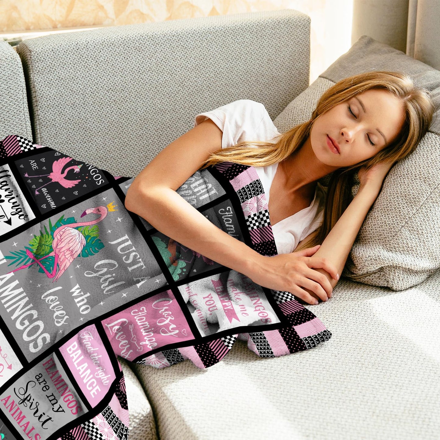 Mcurore Flamingo Gifts Blanket 50"x40", Pink Flamingo Gifts for Women Girl Unique, Flamingos Decor, Christmas Birthday Gift Ideas for Flamingos Lovers