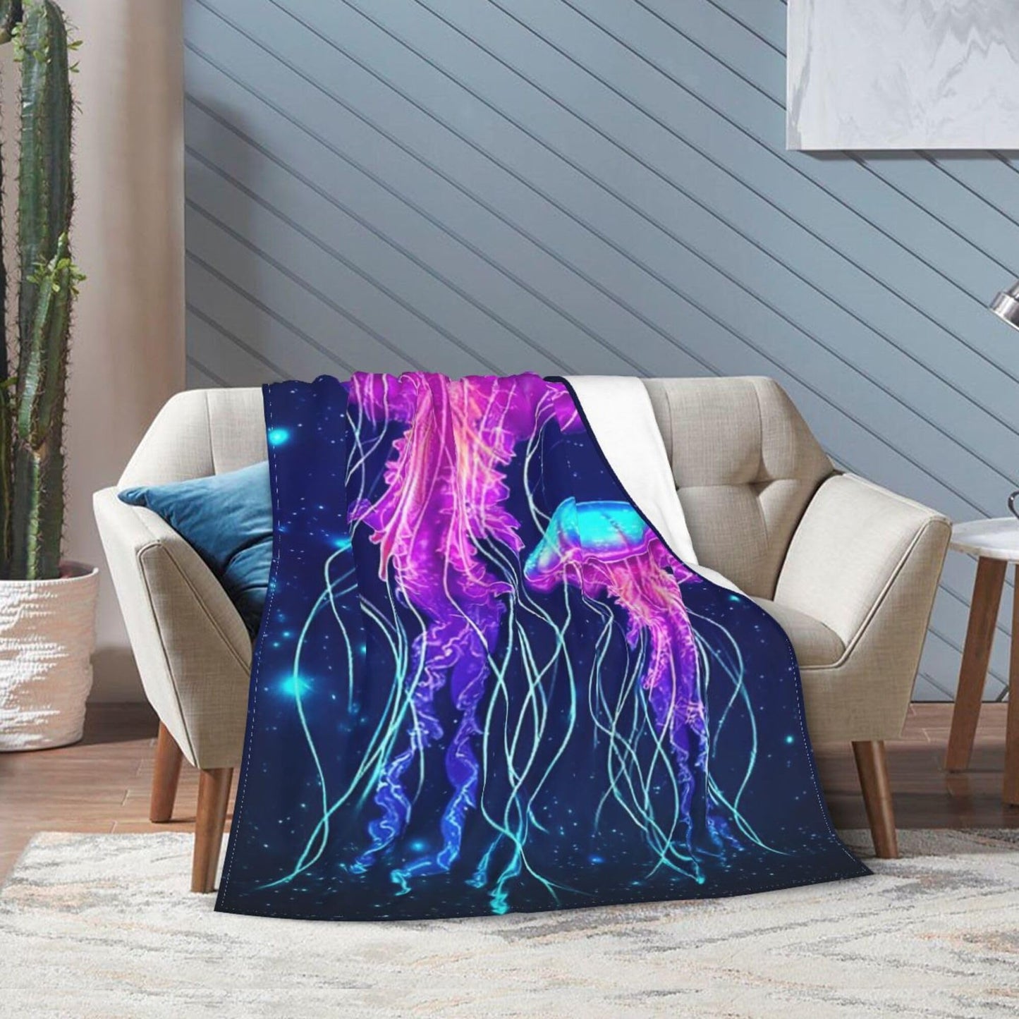 Jellyfish Blanket Jellyfish Fleece Throw Blanket Super Soft Fuzzy Plush Cozy Warm Jellyfishes Decor Stuffed Bedding Blankets Gift for Boys Girls Men Women Kids & Adult 50"x40"