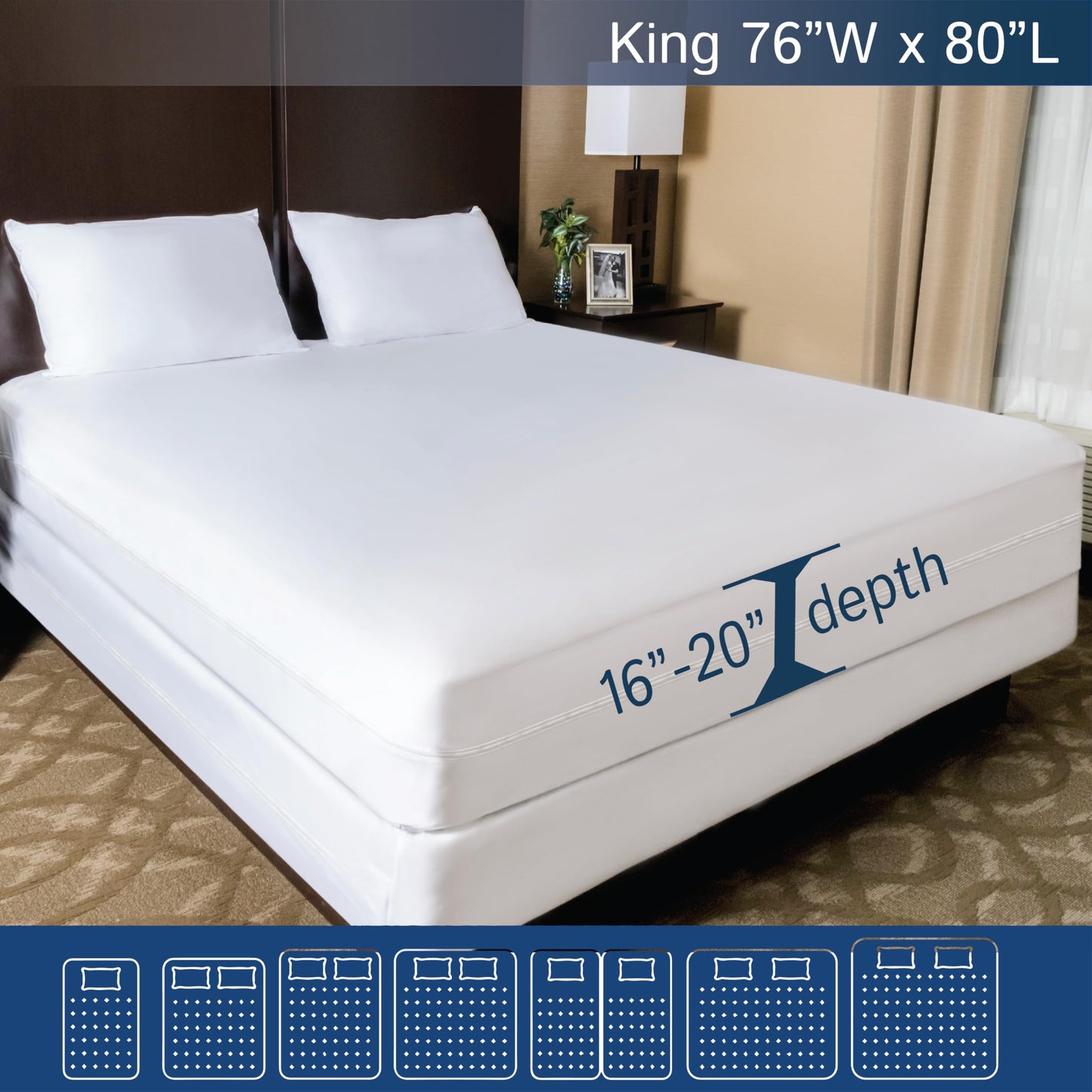 King Size Mattress Protector Waterproof Zippered Cover - Deep Pocket Fits up to 20" Depth - Hypoallergenic Premium Quality Encasement Protects Against Dust