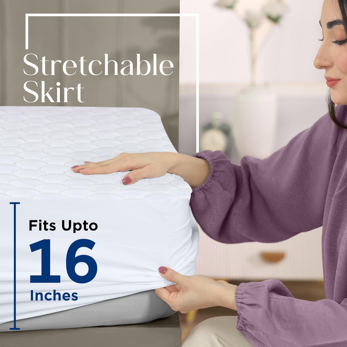 Utopia Bedding Waterproof Mattress Protector, Queen Mattress Pad, Noiseless Quilted Fitted Cover with Deep Pocket Stretches up to 16 Inches (White)