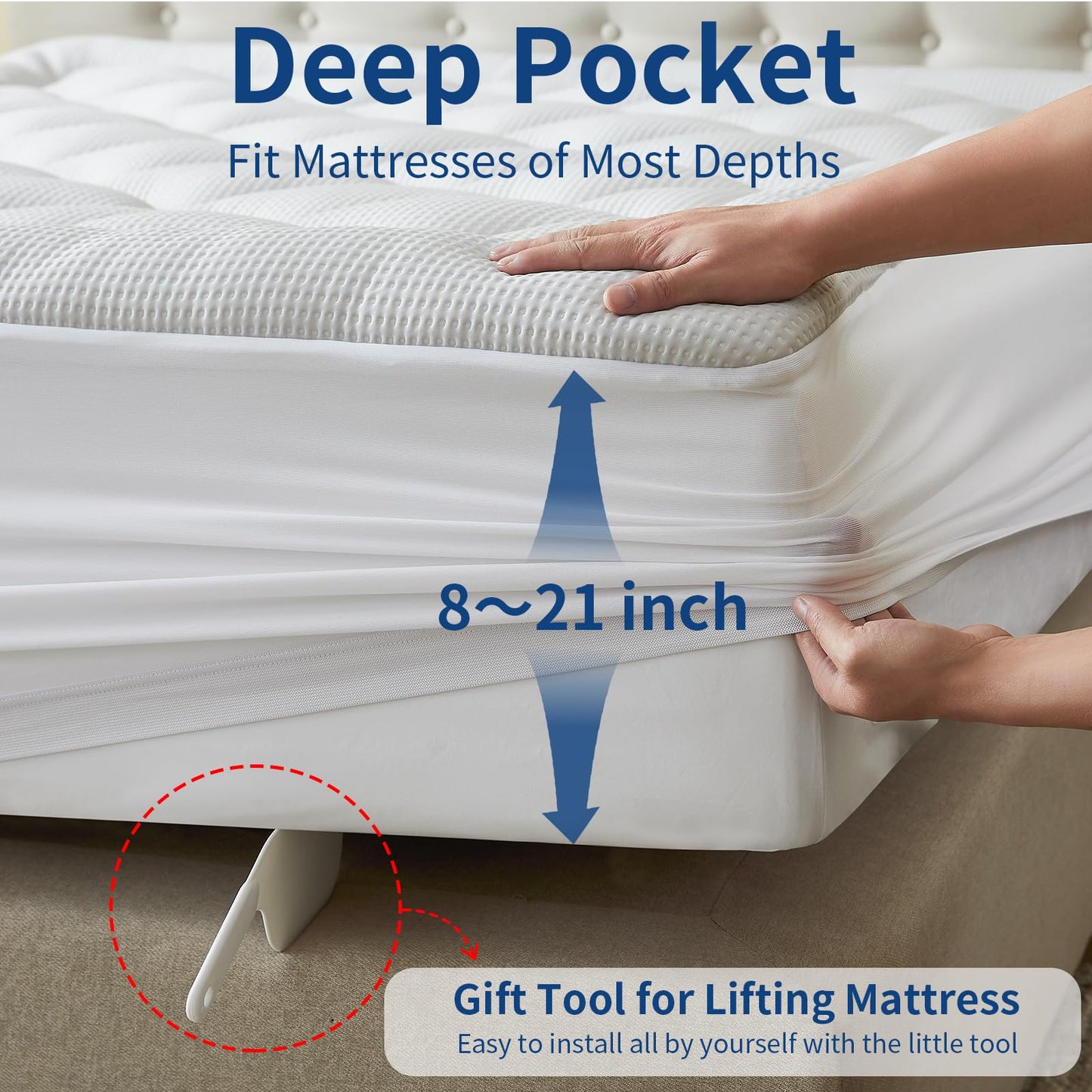 XYZVOON Twin XL Mattress Topper for College Dorm Bed, Cooling Breathable Mattress Pad for Hot Sleeper, Quilted Fitted with 8-21 inches Deep Pocket, Machine Washable (39x80 inch, Dove Grey)