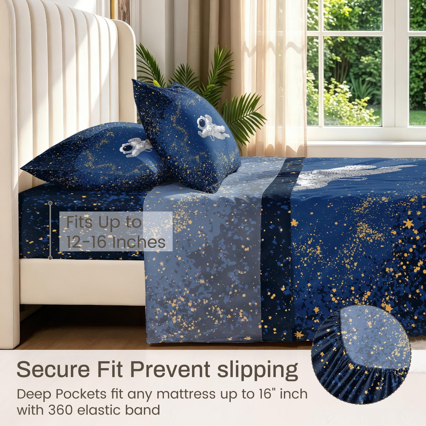 Astronaut Bedding Set 4 Pcs Boys Space Galaxy Queen Sheets