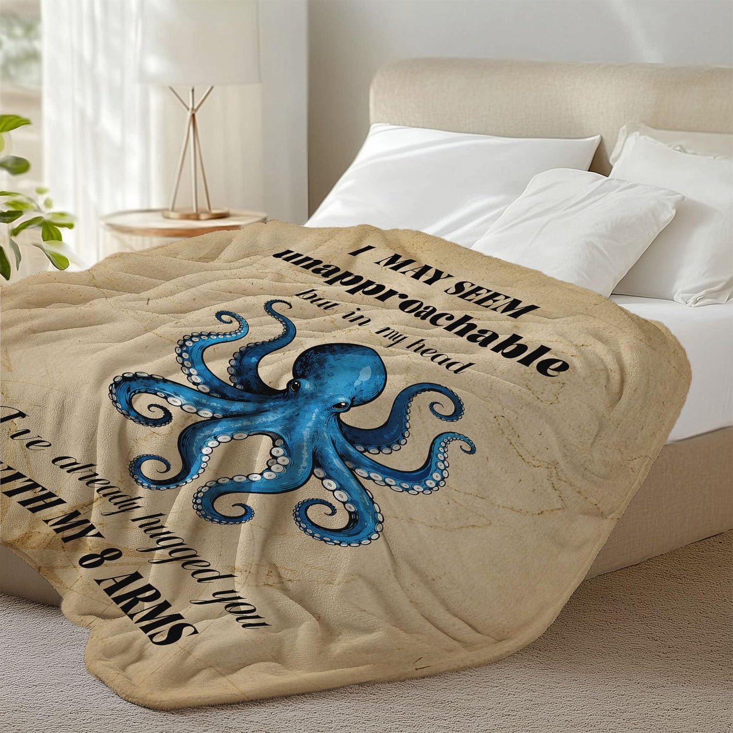 keepitcozi Funny Octopus Gifts Blanket for Adult Kids, Unique Best Friend Birthday for Women Men, Gag Gift, Relaxation Stress Relief Gifts for Cowoker, Quirky Home Decor for Octopus Lovers 50"x60"
